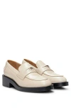 Hugo Boss Leather Moccasins With Branded Hardware In Neutral