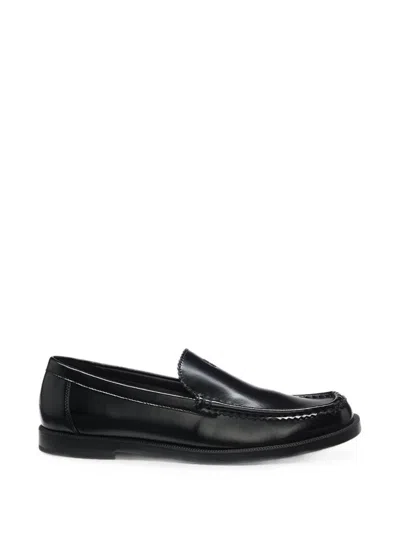 Hugo Boss Leather Moccasins With Stacked Logo In Multi