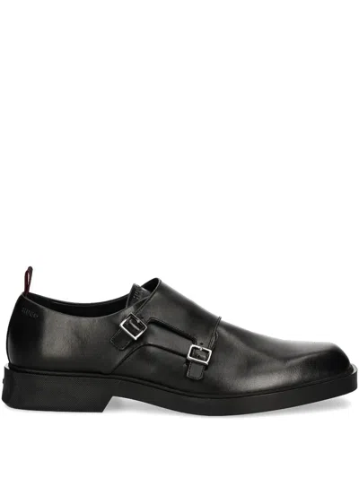 Hugo Boss Leather Monk Shoes In Black