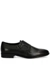 Hugo Boss Mens Black Double-strap Leather Shoes In Black