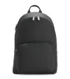 Hugo Boss Mens Debossed-logo Leather Backpack Black