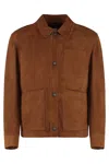 Hugo Boss Regular-fit Jacket In Nappalan Suede In Brown