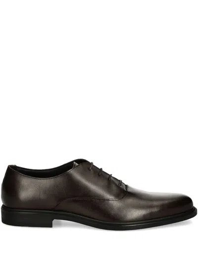 Hugo Boss Leather Oxford Shoes In Brown