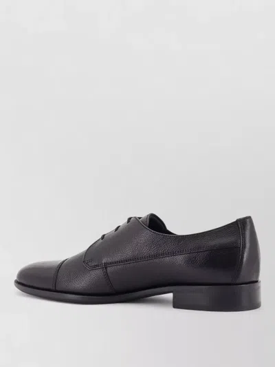 Hugo Boss Leather Oxford Shoes Cap Toe Design In Black