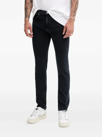 Hugo Boss Leather-patch Jeans In Black