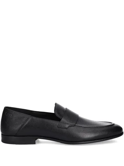 Hugo Boss Leather Penny Loafers In Black