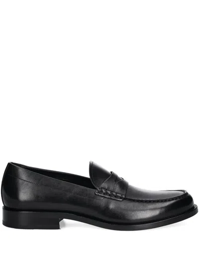Hugo Boss Leather Penny Loafers In Black