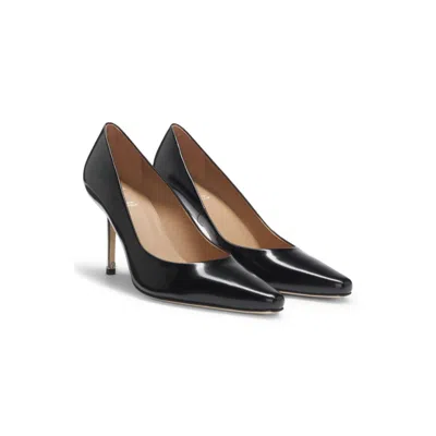 Hugo Boss Leather Pumps With Silver-tone Heel In Black