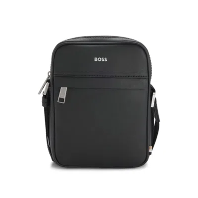 Hugo Boss Leather Reporter Bag With Adjustable Logo Strap