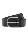 Hugo Boss Leather Rounded-buckle Belt In Blue