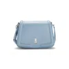 Hugo Boss Leather Saddle Bag With Signature Hardware And Monogram In Blue