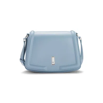 Hugo Boss Leather Saddle Bag With Signature Hardware And Monogram In Blue