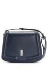 Hugo Boss Leather Saddle Bag With Signature Hardware And Monogram In Dark Blue