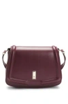 Hugo Boss Leather Saddle Bag With Signature Hardware And Monogram In Dark Red
