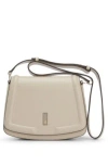 Hugo Boss Leather Saddle Bag With Signature Hardware And Monogram In Light Beige