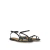 Hugo Boss Leather Sandals With Double B Monogram In Black