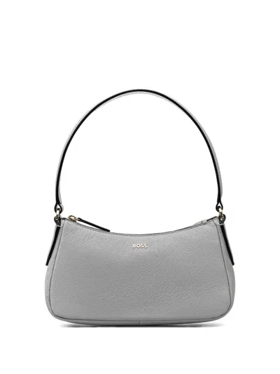 Hugo Boss Leather Shoulder Bag In Grey
