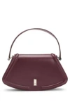 Hugo Boss Leather Shoulder Bag With Signature Hardware In Dark Red