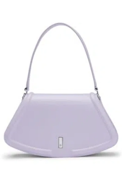 Hugo Boss Leather Shoulder Bag With Signature Hardware In Light Purple