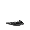 Hugo Boss Leather Slides With Logo-detail Buckle In Black