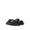 Hugo Boss Leather Slides With Twin Buckled Straps In Black