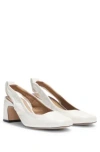 Hugo Boss Leather Slingback Pumps With Double B Monogram In White