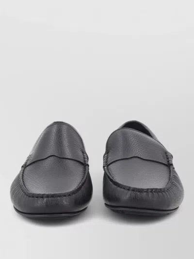 Hugo Boss Leather Slippers In Blue