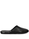 Hugo Boss Leather Slippers In 黑色