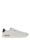 Hugo Boss Leather Trainers With Signature-stripe Details In Multi