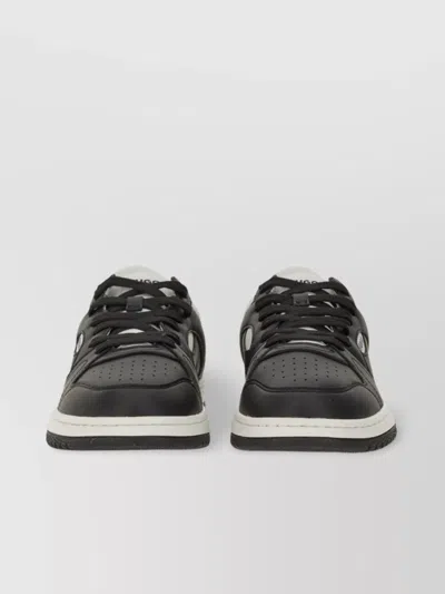 Hugo Boss Leather Sneaker With Contrast Heel Tab In Black