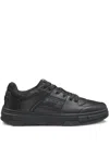 Hugo Boss Black Faux-leather Mesh Trims Sneakers In Black