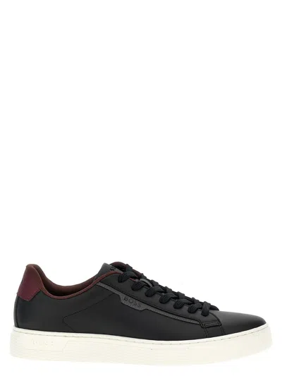 Hugo Boss Leather Sneakers In Black