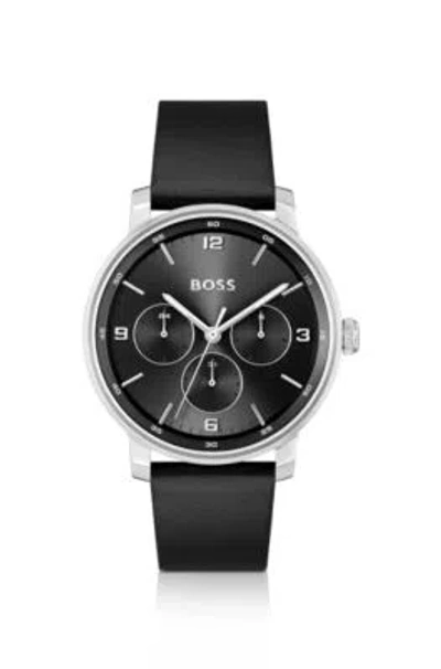 Hugo Boss Leather-strap Watch With Black Dial Men's Watches