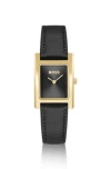 HUGO BOSS LEATHER-STRAP WATCH WITH BRUSHED BLACK DIAL WOMEN'S WATCHES