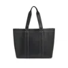 Hugo Boss Leather Tote Bag With Embossed Logo In Black