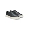 Hugo Boss Leather Trainers With Contrast Rubber Outsole In Black