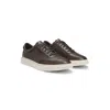 Hugo Boss Leather Trainers With Contrast Rubber Outsole In Brown