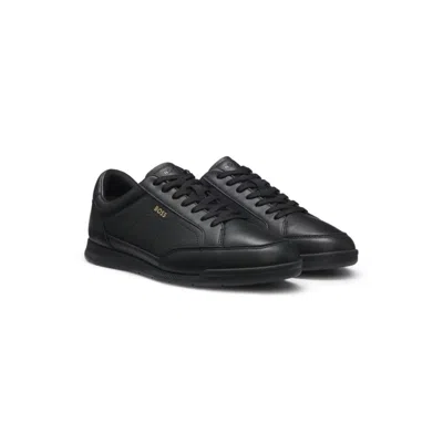 HUGO BOSS LEATHER TRAINERS WITH EMBOSSED LOGO
