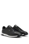 Hugo Boss Leather Trainers With Knurled Sole And Signature Details In Blue