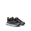 Hugo Boss Leather Trainers With Layered Uppers And Padded Collar In Grey