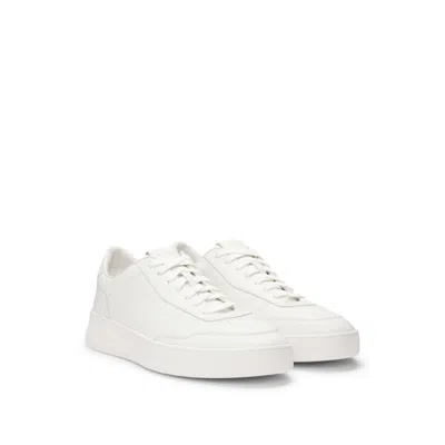 Hugo Boss Leather Trainers With Rubber Outsole In White