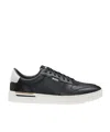 Hugo Boss Leather Trainers With Signature-stripe Details In Black