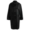 Hugo Boss Leather Trench Coat With Silver-tone Trims In Black