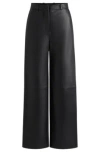 Hugo Boss Black Pleat-front Relaxed-fit Faux-leather Trousers In Black