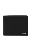 Hugo Boss Tone-on-tone Leopard-pattern Leather Wallet In Black