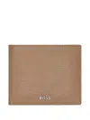 Hugo Boss Leather Wallet In Neutrals