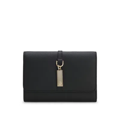 Hugo Boss Leather Wallet With Double-b Monogram Plaque In Black