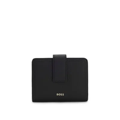 Hugo Boss Leather Wallet With Logo Lettering In Black