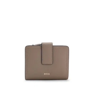 Hugo Boss Leather Wallet With Logo Lettering In Brown