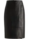 Hugo Boss Wrap-front Panel Skirt In Leather In Black